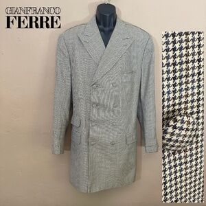 Gianfranco Ferre Custom Houndstooth Peacoat XL Gently worn Wool Double breasted